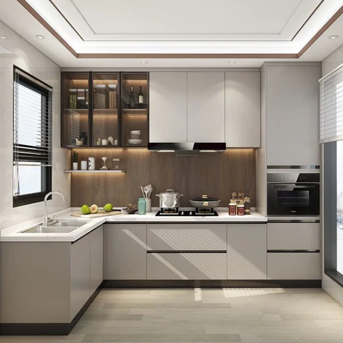 Modern Modular Kitchen Cabinet with HPL Finish | MK1-001 (Price Given Per SFT) 