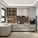 Modern Modular Kitchen Cabinet with HPL Finish | MK1-001 (Price Given Per SFT) 