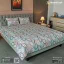 Fallen Leaves Print Bed Sheet – Pastel Blue । PBS -0058